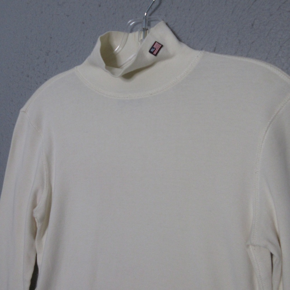 Polo Jeans Co Ralph Lauren Top Mock Neck Cotton Flag Logo 90s Minimalist PERU